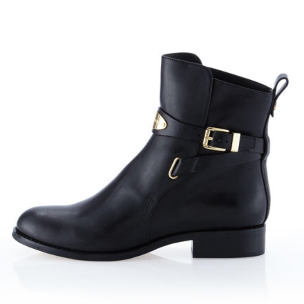Michael Kors Arley Leather Ankle Boot black genuine leather golden logo size 9